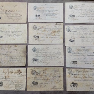 Souvenir und Spielgeld mit W/M Great Britain, England 1 - 200 Pound 1790-1818 y. KOSTENLOSER VERSAND!