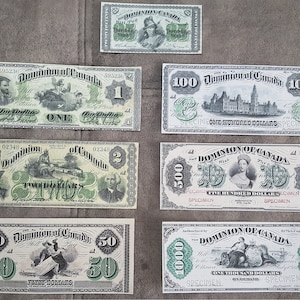 Souvenir und Spielgeld mit W/M Dominion Bank of Canada 1870-1872 y. KOSTENLOSER VERSAND !