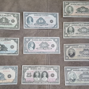 Souvenir und Spielgeld mit W/M (SET-A) Kanada 1935 in englischer Sprache gedruckt - KOSTENLOSER VERSAND !!!