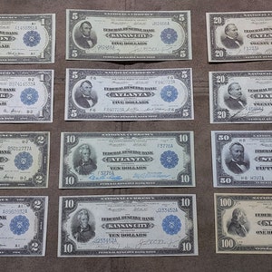 Souvenir und Spielgeld mit W/M USA. US Bundes Notenbank 1914 Jahr ( 1918 ) KOSTENLOSER VERSAND !