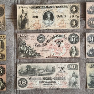 Souvenir und Spielgeld mit W/M Kolonialbank Kanada 1859 y. KOSTENLOSER VERSAND !