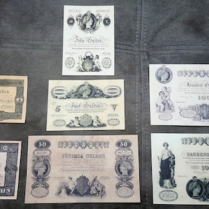 Souvenir und Spielgeld mit W/M Austria Banknoten 1833-1841. KOSTENFREIER VERSAND !!!