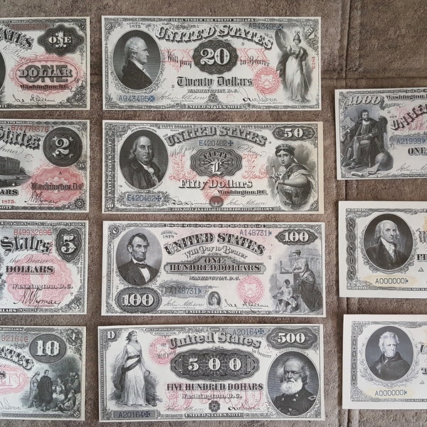 High quality copies with W/M USA banknotes 1874-1878 y. FREE SHIPPING !!!