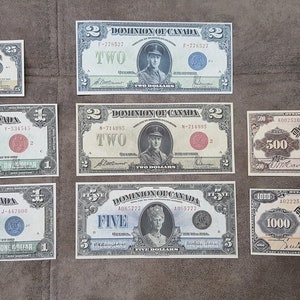 Souvenir und Spielgeld mit W/M SET-A Dominion Bank of Canada 1923-1924 y. Kostenloser Versand !!!