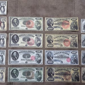 Souvenir und Spielgeld mit W/M USA Geldscheine 20-1000 Dollar 1880 Verschiedene Siegel!