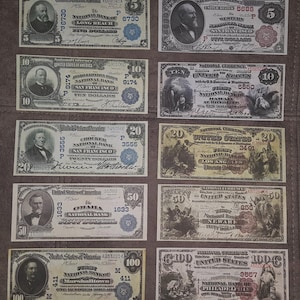 Souvenir und Spielgeld mit W/M USA. 1882-1909 Nationalbank. KOSTENLOSER VERSAND !