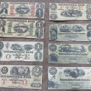 Souvenir und Spielgeld mit W/M Canada INTERNATIONAL Bank 1858-1859 y. Dollar KOSTENLOSE VERSAND !!!