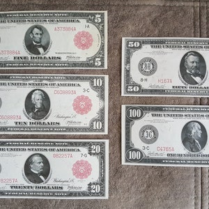 Souvenir e denaro da gioco con W/M Stati Uniti. 1914 ROSSO S/N Federal Reserve. SPEDIZIONE GRATUITA!