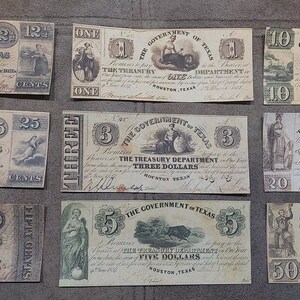 Souvenir e denaro da gioco con monete W/M degli Stati Uniti. Valuta obsoleta, Governo + Repubblica del Texas 1838-1843. SPEDIZIONE GRATUITA!