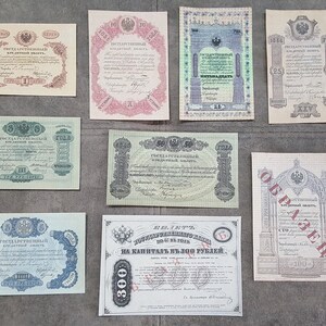 Souvenir und Spielgeld mit W/M Russland Banknoten 1843-1865. KOSTENFREIER VERSAND !!!