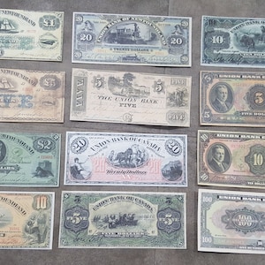 Souvenir e denaro da gioco con W/M Canada Union Bank of Canada / Terranova 1838-1921 y. SPEDIZIONE GRATUITA!