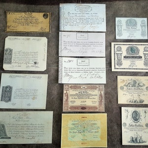 Souvenir e denaro da gioco con mix W/M Antichi stati tedeschi, prime banconote 1772 - 1849. SPEDIZIONE GRATUITA!!!