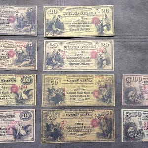 Souvenir und Spielgeld mit W/M USA. Nationale Gold Bank Dollar 1870 KOSTENLOSER VERSAND !
