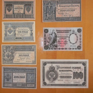 Souvenir e denaro da gioco con banconote russe W/M degli anni 1887-1892. SPEDIZIONE GRATUITA!!!