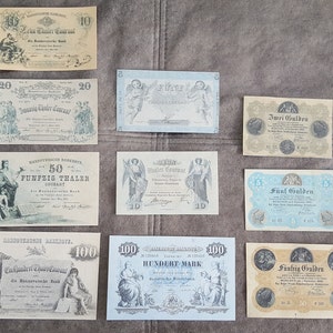 Souvenir e denaro da gioco con mix W/M Antichi stati tedeschi, le banconote più belle del periodo 1856-1875. SPEDIZIONE GRATUITA!!!