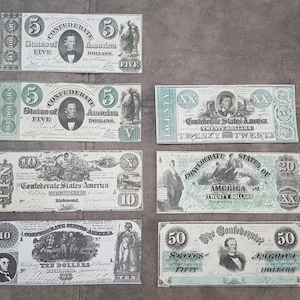 Souvenir und Spielgeld mit W/M USA. Konföderierte Staaten - 1862-1863 Jahre. ⟹ XXXL Set-25 Noten ⟸!!! KOSTENLOSER VERSAND !