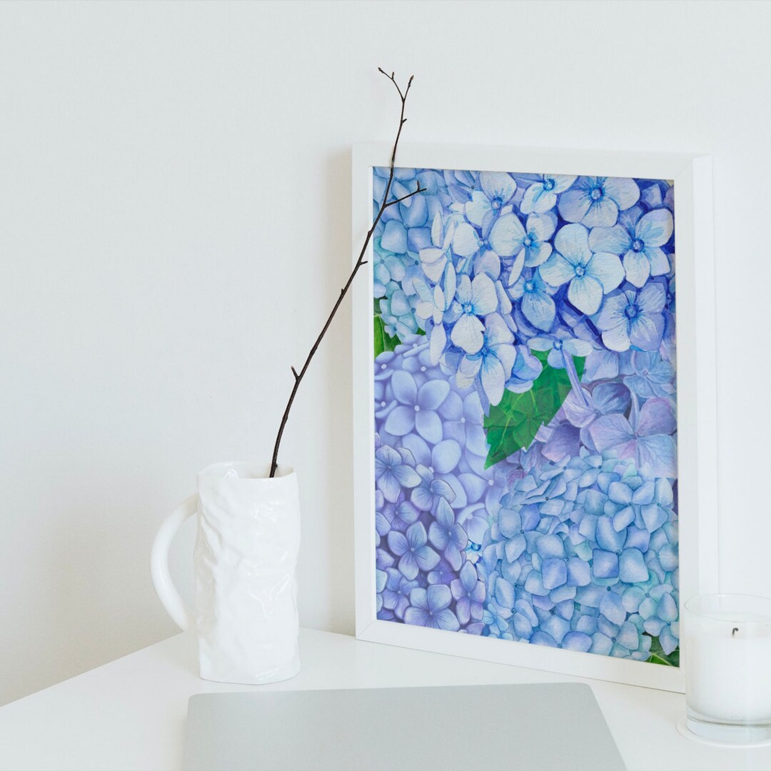 Hydrangeas Wall Art Digital Prints Housewarming Gift Pale Blue Etsy