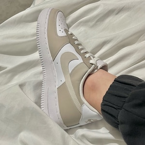 Customized Brown/Beige Nike Air Force 1 Shoes