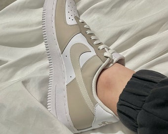 nike air force 1 custom sneakers beige brown