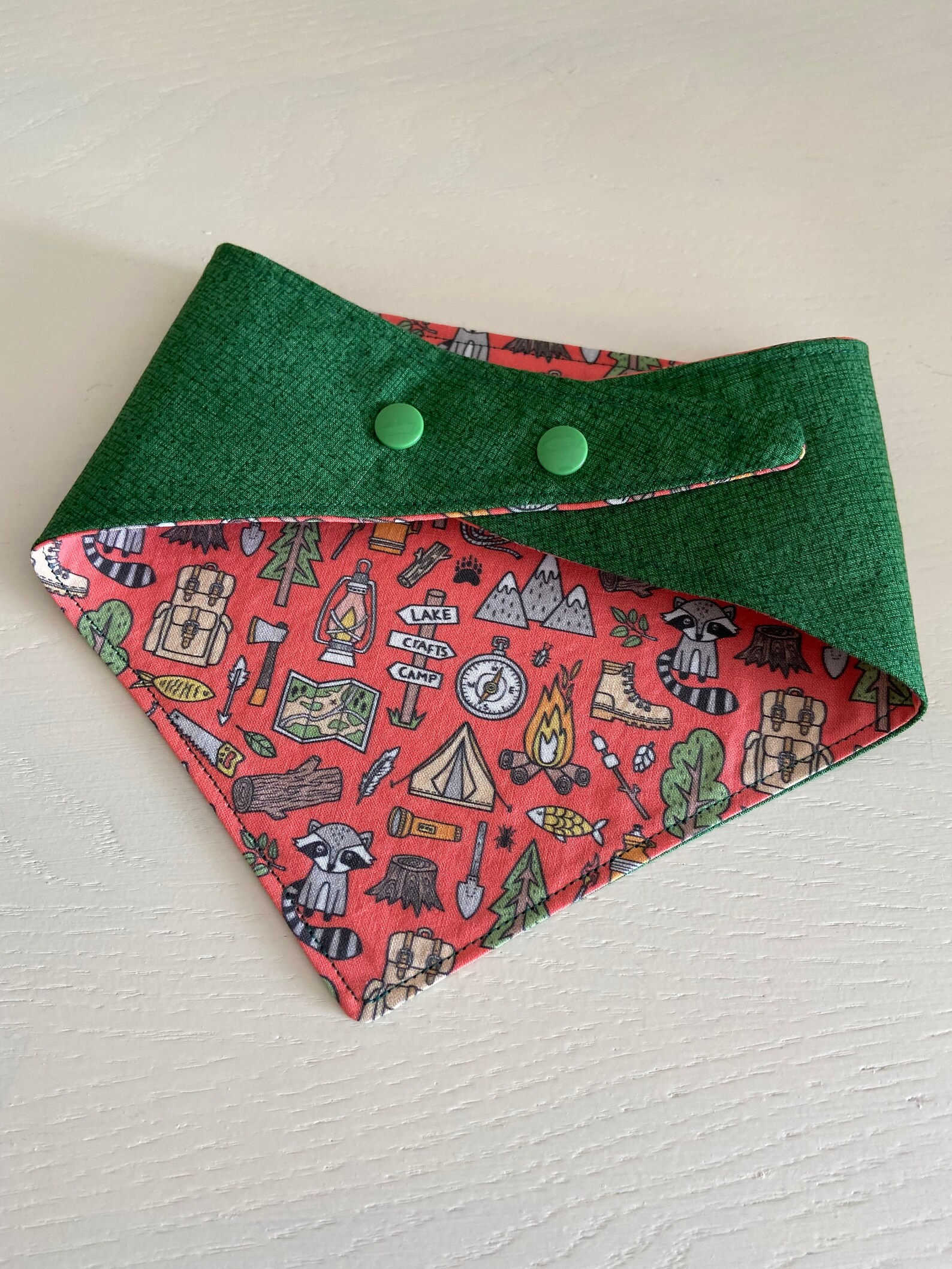 Dog Bandana Snap On Reversible Dog Scarf 'camping Etsy