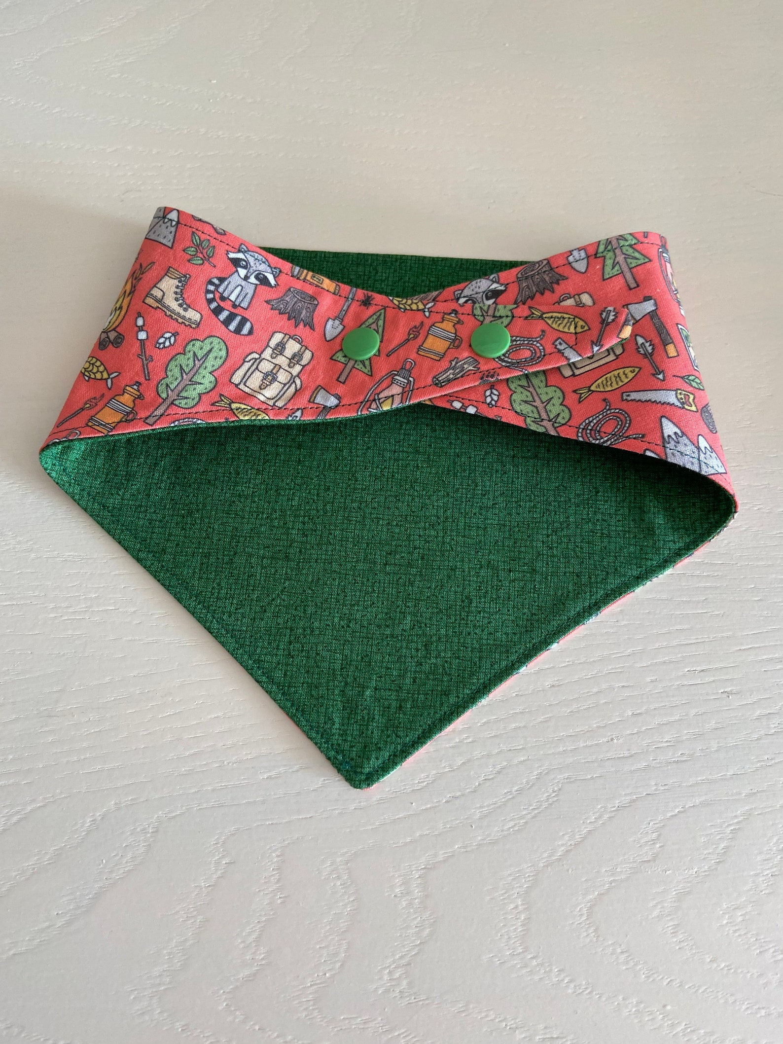 Dog Bandana Snap On Reversible Dog Scarf 'camping Etsy