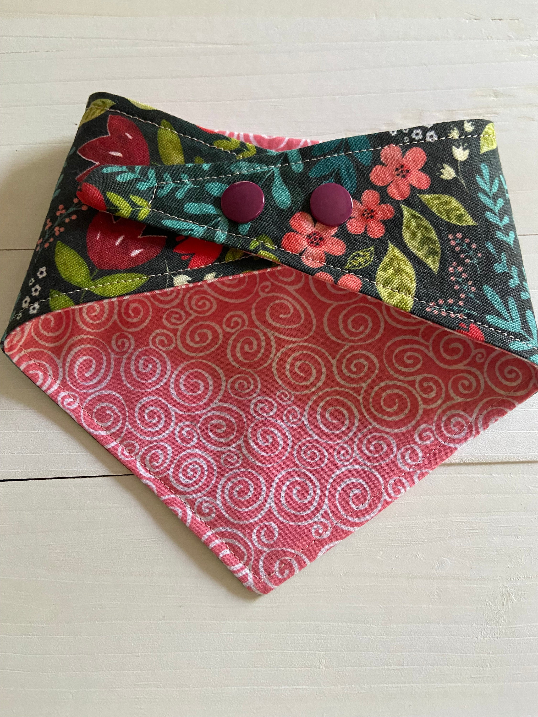 Dog Bandana Snap On Reversible 'dog Days' Fabric Etsy UK