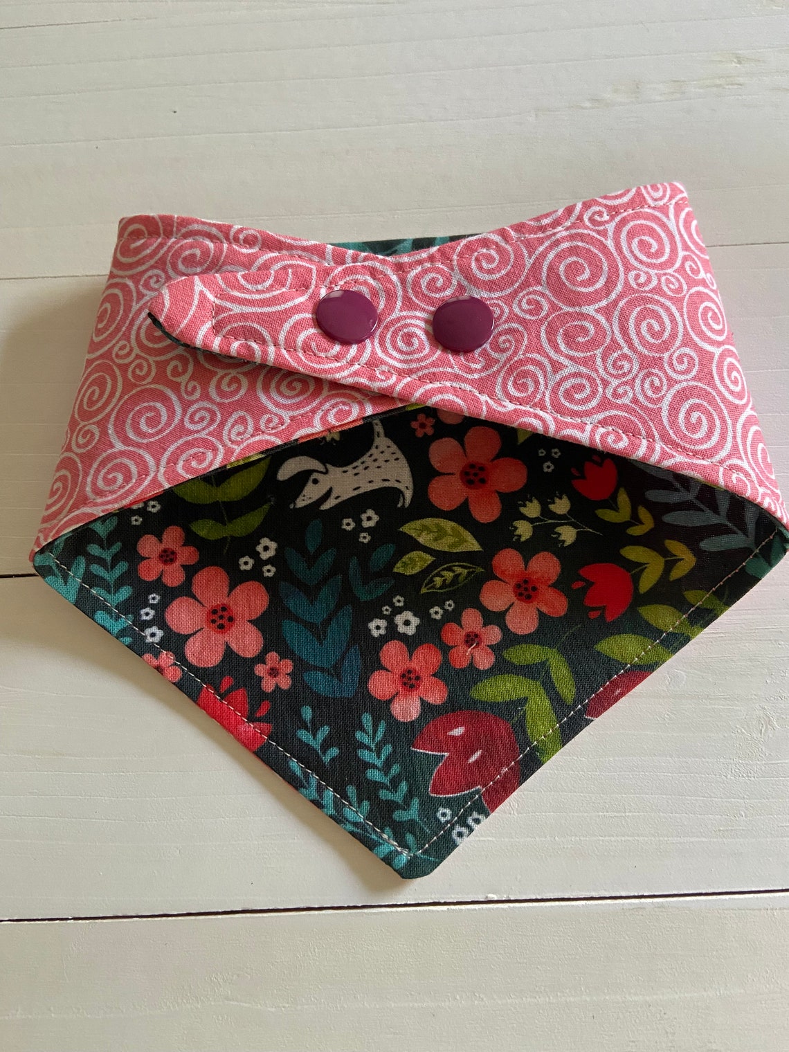 Dog Bandana Snap On Reversible 'dog Days' Fabric Etsy