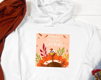 Happy Thanksgiving Hoodie with Turkey Graphic Funny Thanksgiving Hoodie Funny Thanksgiving Shirt Womens Graphic Shirts Fall Tops Cute Hoodie