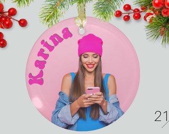 Personalisierte Foto Ornament, benutzerdefinierte Name & Bild, Glas Ornament