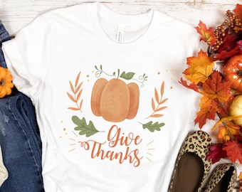 Give Thanks Pumpkin Shirt: Christian Fall Tee