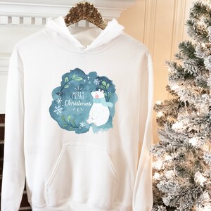 Merry Christmas Hoodie with Bear Family Christmas Sweater Christmas Gift Funny Christmas Hoodie Christmas Sweatshirt Christmas Gifts for Her
