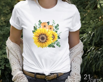 Sunflower Graphic Tee: Women's Fall Wildflower Shirt