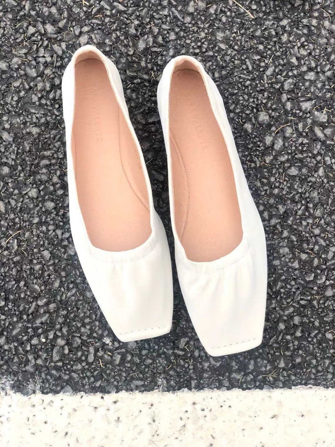 100% Leather daily flat shoes for women White | Etsy