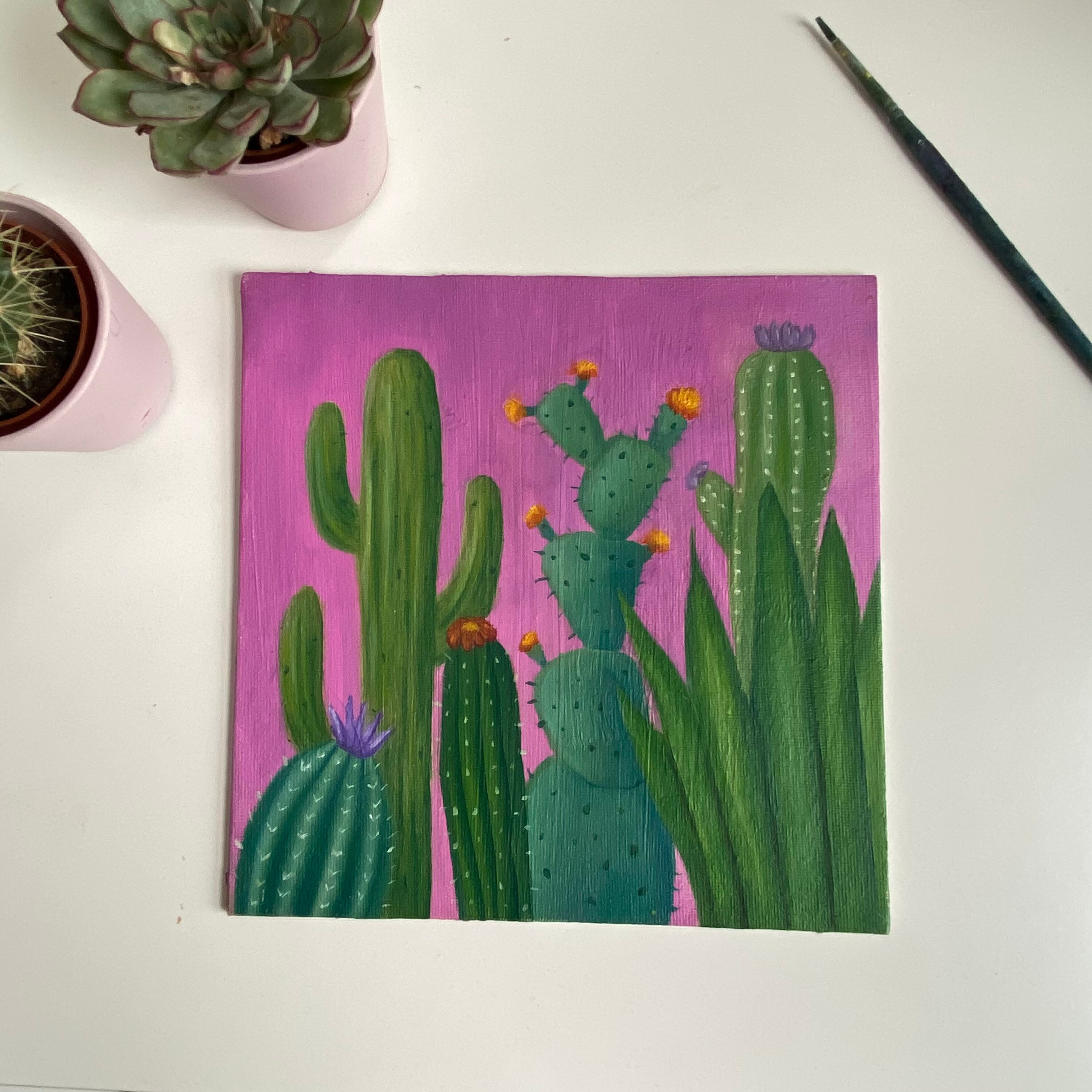 Cactus Garden Original Oil Painting | Etsy