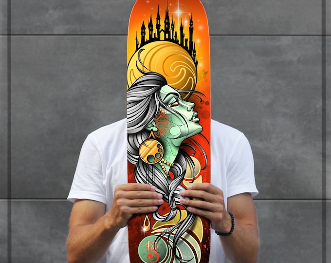 SKRBL Custom Skateboard Lady Luck Skateboard Art