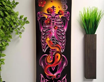 SKRBL Custom Skateboard art Flaco Skeleton deck design