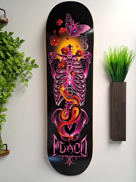 SKRBL Custom Skateboard art Flaco Skeleton deck design