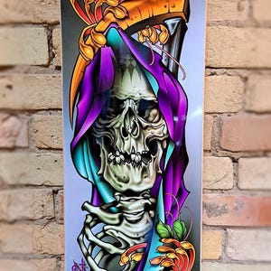 SKRBL Custom skateboard art Grim Reaper Skateboard design wall art