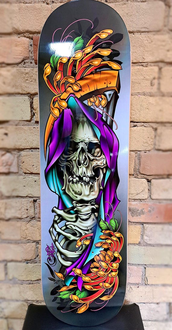 SKRBL Custom Skateboard Art Grim Reaper Skateboard Design
