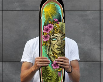 SKRBL Custom skateboard art Mother Earth design