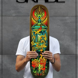 SKRBL Custom skateboard art Lantern of light