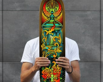 SKRBL Custom skateboard art Lantern of light
