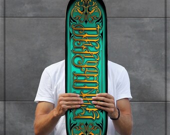 SKRBL Custom Deftones skateboard art deck. Deftones art design fan art