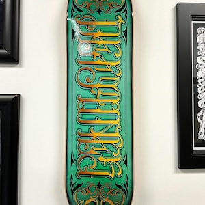 SKRBL Custom Deftones skateboard art deck. Deftones art design fan art