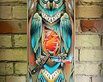 SKRBL Custom skateboard Horned Owl