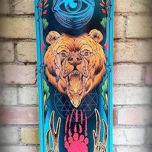 SKRBL custom skateboard deck Nordic Bear