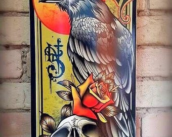 SKRBL Custom skateboard art Owl Until Death deck design