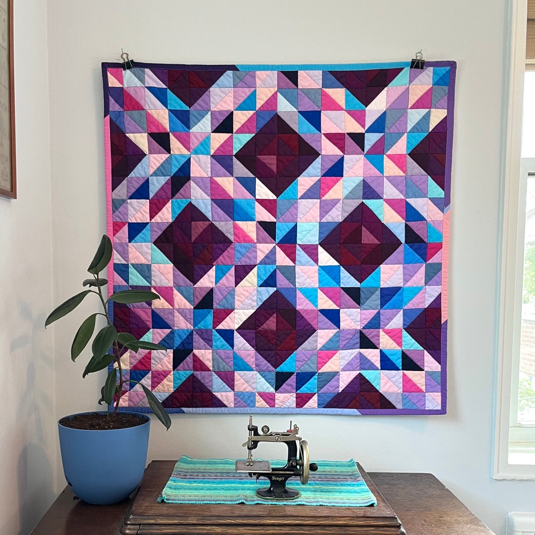 Quilted Wall Hanging/baby Quilt Kaleidoscope Maroon Etsy