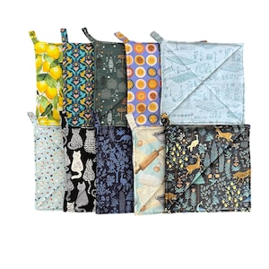 Pair of 8" Pot Holders with Loop - Handmade - Multiple Patterns to Choose From!