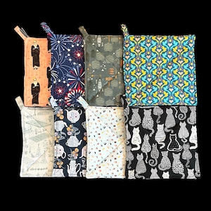 Pair of 8” Pot Holders with loop - Handmade- Multiple Patterns to choose from.